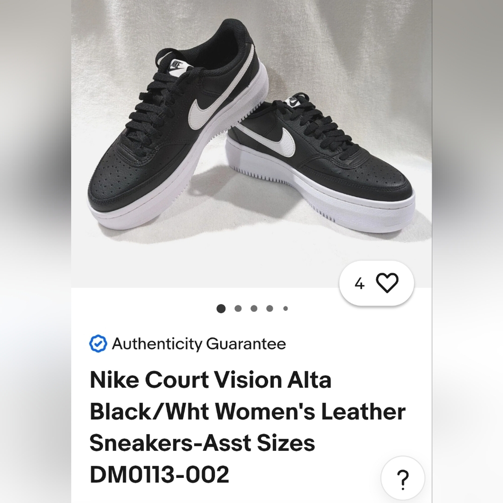Nike Court Vision Alta Leather Sneakers - Black and White